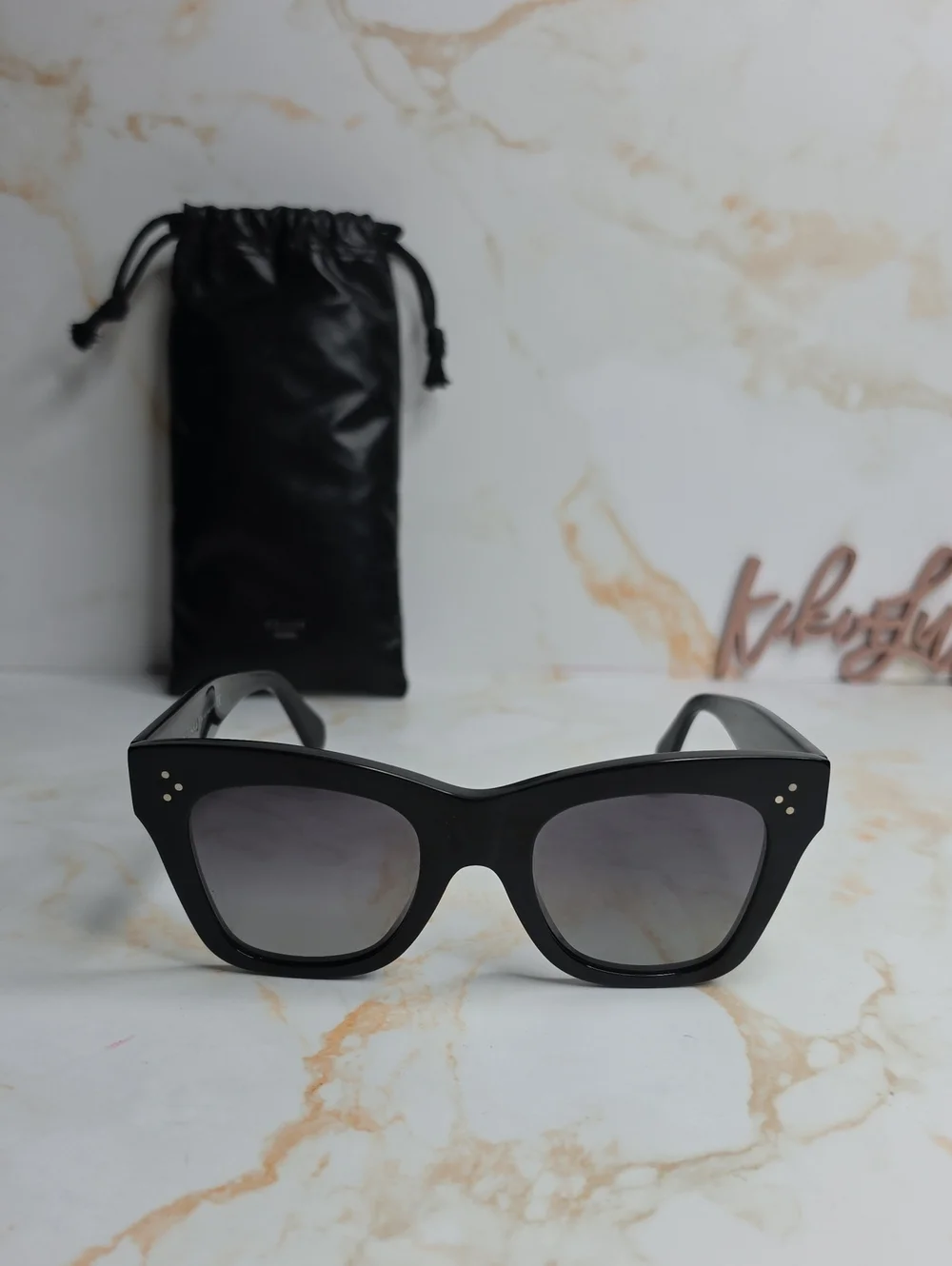Celine Oversized Polarized cat-eye acetate sunglasses Black Cl4004IN